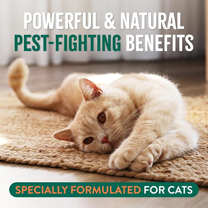 TropiClean Gentle Flea Shampoo for Cats, Flea and Tick Prevention for Cats, Powerful & Natural Defense, Made in USA, 12 oz.