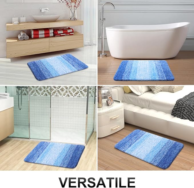OLANLY Large Bathroom Rugs Mat 40x24, Extra Soft Absorbent Microfiber Bath Rugs, Rubber Backing, Quick Dry, Washable Bath Mats for Bathroom, Tub and Shower, Home Decor Accessories, Light Royal Blue