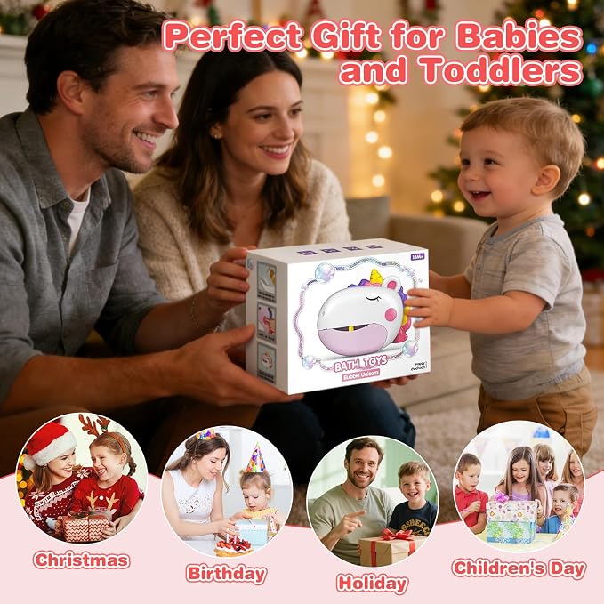 Bath Bubble Machine for Toddlers,Bubble Bath Toy with Music, Automatic Bubble Maker for Bathtub,Strong Suction Cups,Interactive Baby Bath Toys for Birthday