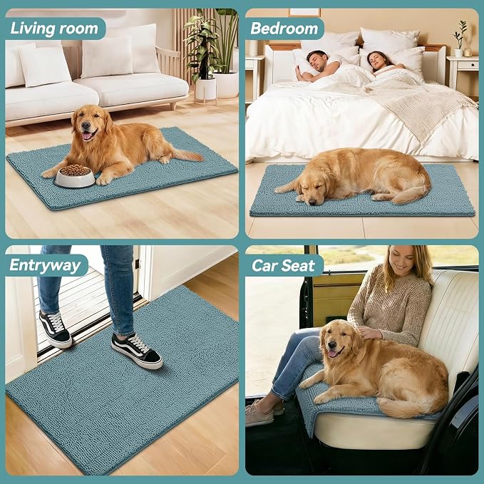 Bcoimo Super Absorbent Dog Door Mat, 48"*30" Anti Slip Mat for Muddy Paws, Pet Rugs for Dirty Paws Washable that Absorbs Moisture and Dirt, for Dog Cage and Pet Resting Carpet