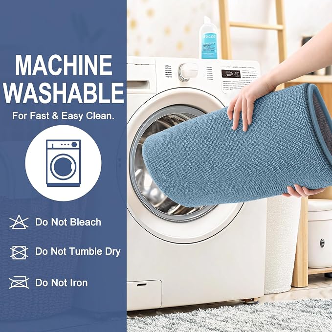 OLANLY Thick Memory Foam Bathroom Runner Rugs 47x17, Extra Soft Absorbent Long Bath Rug, Quick Dry, Non-Slip, Machine Washable Bath Mats for Bathroom, Tub and Shower, Home Decor Accessories, Airy Blue