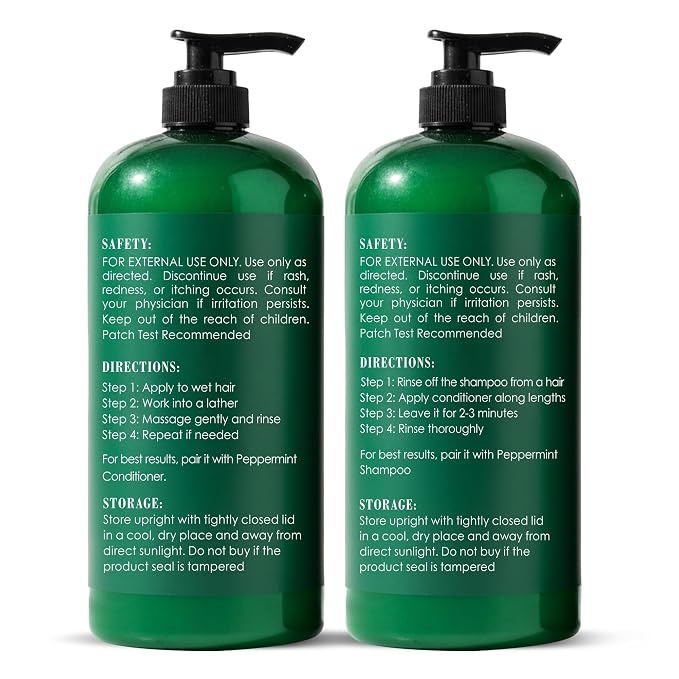 Botanic Hearth Peppermint Oil Shampoo And Conditioner Set | Hair Blooming Formula With Keratin | Fights Hair Loss | Sulfate Free For Men And Women | 16 Fl Oz X 2