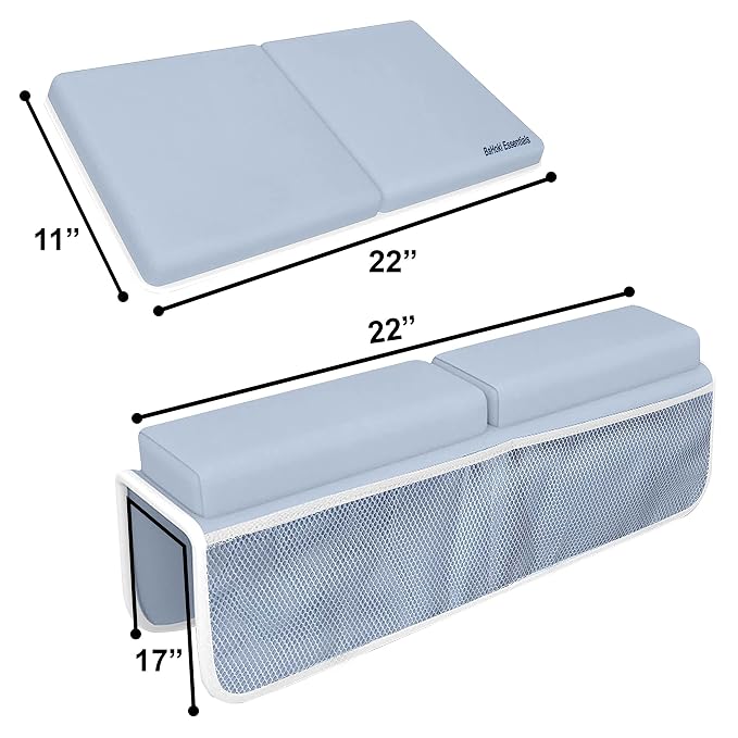 Bahoki Essentials Bath Kneeler Set - Bathtub Kneeling and Elbow Rest Pad - Thick Memory Foam Arm and Knee Support While Bathing Newborn Babies or Toddler - with Mesh Organizer for Baby's Toys