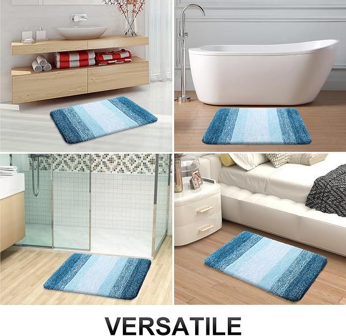OLANLY Bathroom Runner Rugs Mat 47x20, Extra Soft Absorbent Microfiber Bath Rugs, Rubber Backing, Quick Dry, Washable Long Bath Mats for Bathroom, Tub and Shower, Home Decor Accessories, Peacock Blue