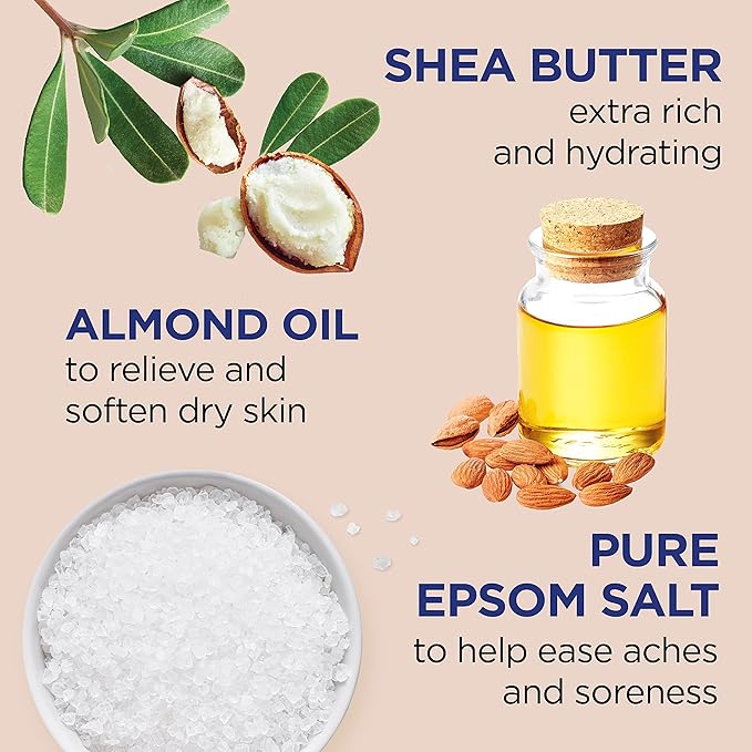 Dr Teal's Foaming Bath with Pure Epsom Salt, Shea Butter & Almond, 34 fl oz (Pack of 4) (Packaging May Vary) & Salt Soak with Pure Epsom Salt, Shea Butter & Almond, 3 lbs