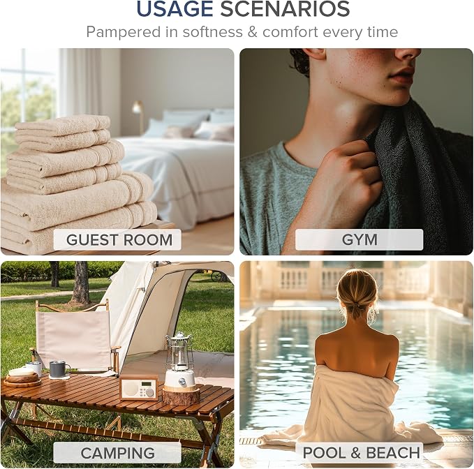 Comfort Spaces 6 Pc Towel Set, 100% Cotton Zero Twist, Indigo Navy Blue | Zero Twist Cotton, Quick Dry Ultra Soft, 2 Bath 2 Hand 2 Washcloth, Lightweight Absorbent for Everyday Bathroom Use