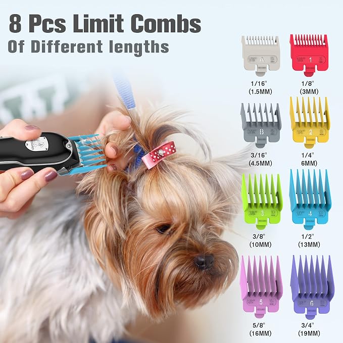 Dog Clippers for Grooming for Heavy Thick Hair&Coats,Low Noise Hair Trimmer,Rechargeable Cordless Pet Shaver with Stainless Steel Blade, Dog Grooming Kit for Small Large Dogs Pets (Black)