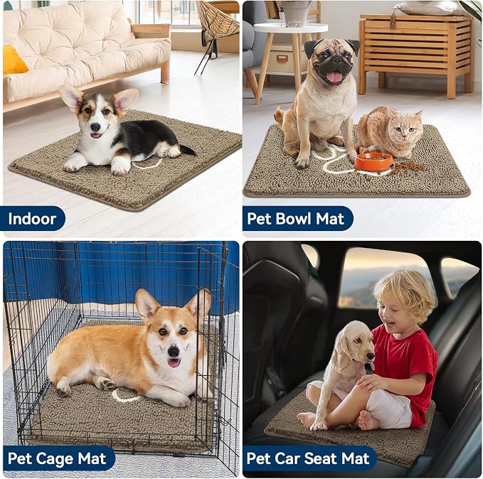 Bcoimo Super Absorbent Dog Door Mat, 30"*20" Anti Slip Mat for Muddy Paws, Pet Rugs for Dirty Paws Washable that Absorbs Moisture and Dirt, for Dog Cage and Pet Resting Carpet