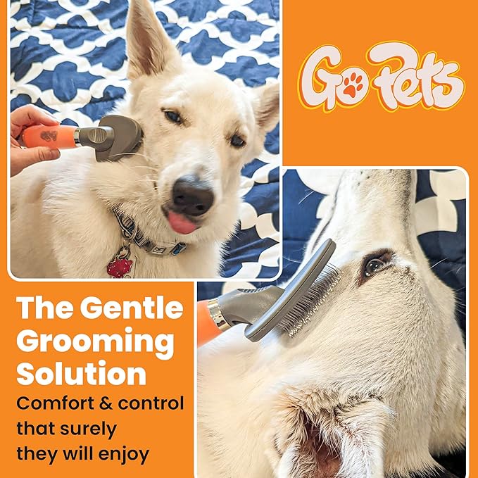 GoPets Dematting & Deshedding Brush Bundle, Double-Sided Grooming Tool, Small Pin Slicker Brush for Dogs & Cats, Undercoat Rake, Mat Remover, Hair Detangler, Tangle Control, Sensitive Pet Grooming