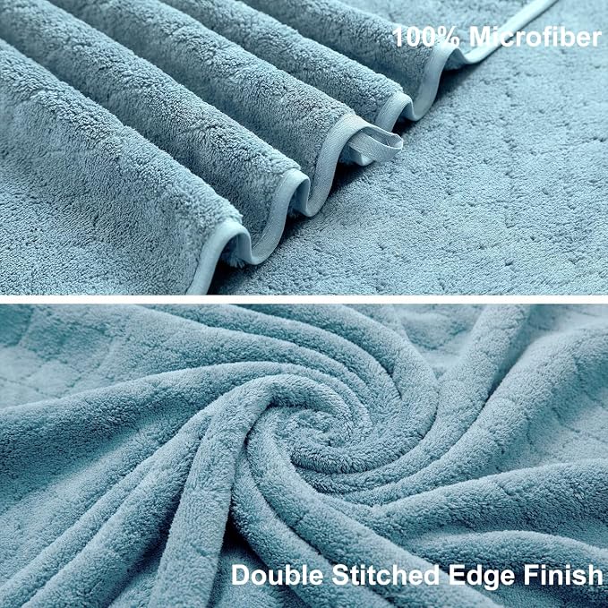 Hailea Luxury Bath Towels Set - 12 Piece (4 Large Bath Towels,4 Hand Towels,4 Washcloths), 100% Microfiber,Extra Absorbent Super Soft & Quick Dry,Complete Family Pack for Bathroom Gym Pool,Turquoise