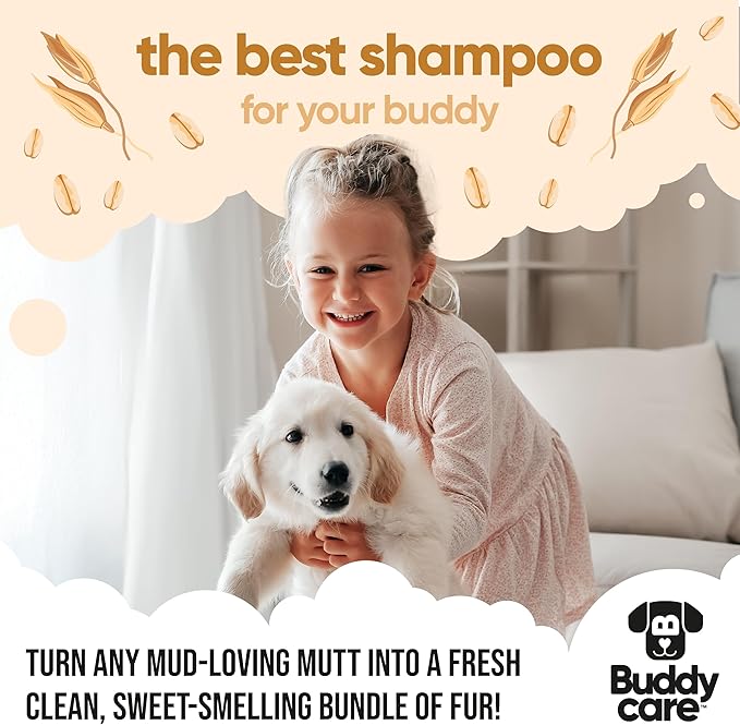 Oatmeal Dog Shampoo for Smelly Dogs (33.8oz) - Hypoallergenic & Itch Relief Formula, Gentle on Sensitive Skin, Includes Dog Shampoo and Conditioner - Essential Dog Grooming Supplies