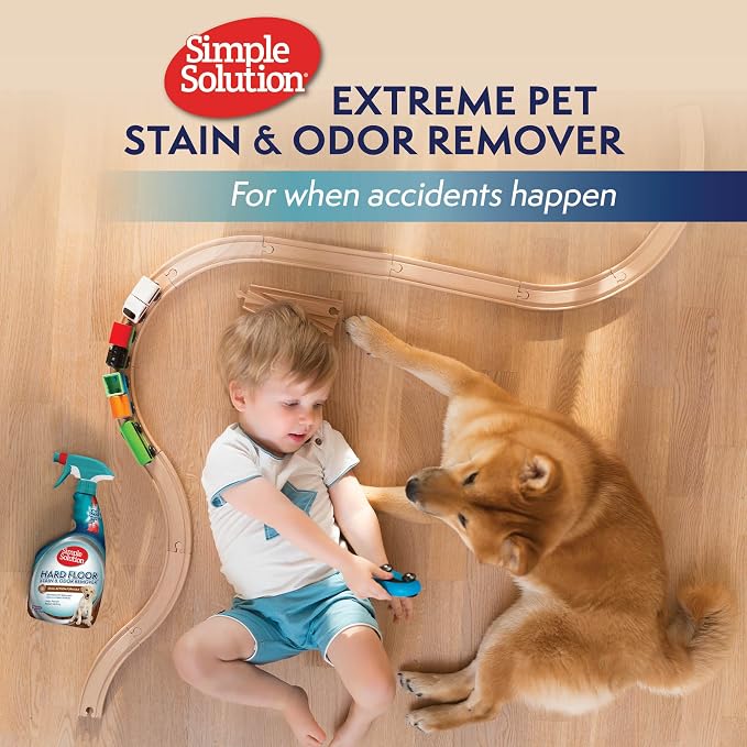 Simple Solution Extreme Pet Stain and Odor Eliminator Spray, Pee Stain Remover, Enzyme Cleaner, 3X Pro-Bacteria Cleaning Power, Dog Odor Remover, 32 oz