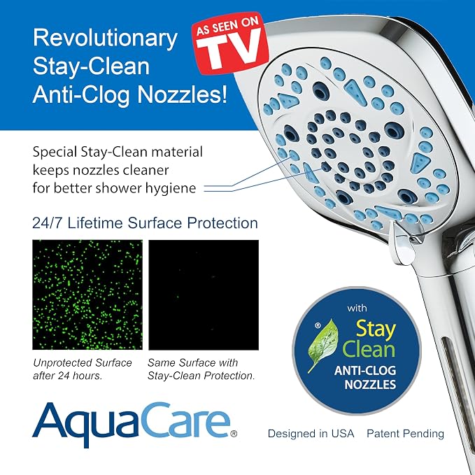 6-way High Pressure 82 Spray Mode Filtered Showerhead Combo - Handheld Shower Head Filters Chlorine to Heal Dry Skin, Revive Hair - Dual Power Wash Cleans Tub, Tile, Pets - Hard Water Softener, Chrome