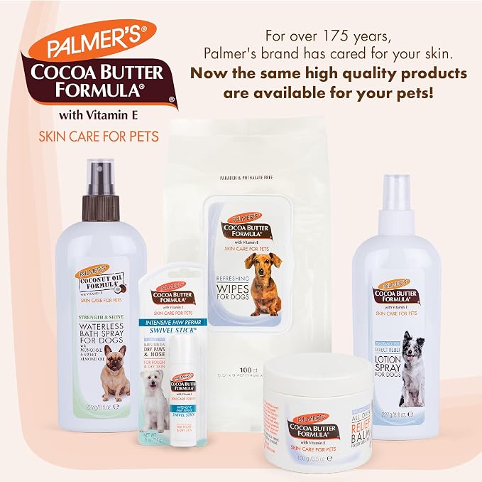 Palmer's for Pets Cocoa Butter Formula Refreshing Wipes for Dogs and Puppies - Paraben Free, Phthalate Free Dog Grooming Wipes with Vitamin E, Gentle Daily Use, 100 Count