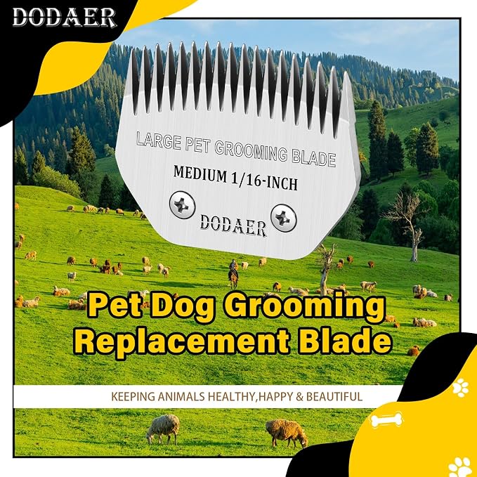Dog Grooming Blade,Compatible with Andis Medium Blending,Oster A5,Wahl KM10 | Steel Medium Blade,1/16-Inch Cut Length for Large dog,horses,sheep(64330)