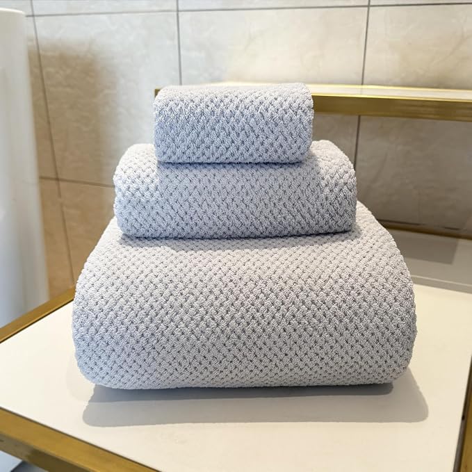 YTYC 39x78 Inch Oversized Bath Sheets Towels for Adults Luxury Bath Towels Extra Large Sets for Bathroom Super Soft Highly Absorbent Microfiber 80% Polyester (Silver Grey,2 Piece)