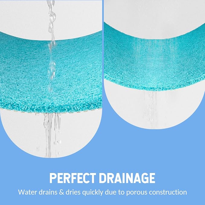 Hargiis Non-Slip Bathtub Mat, Anti Slip Shower Mat, Fast Drying Bathtub Mats, Foot Scrubber Mat, Anti Slip Mat for Tub, Floor, Bathroom, Kitchen, Home, Hotel (Turquoise Blue 40"×28")