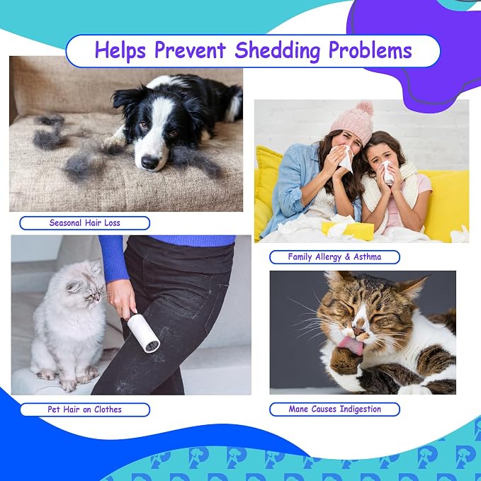 Dog Bath Gloves - Silicone Hair Removal Gloves for Dogs, Cats - Pet Grooming Mittens for Shedding, Bathing,Massaging. Flexible, Comfortable Adjustable Strap. for All Hair Types (Blue)