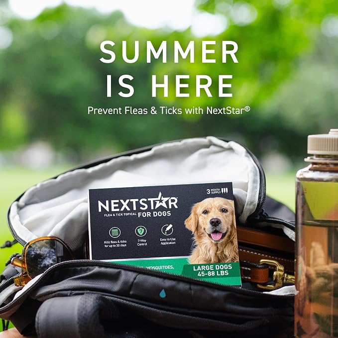 NEXTSTAR Flea and Tick Prevention for Dogs, Repellent & Control, Fast Acting Waterproof Topical Drops, Flea and Tick Prevention for Large Dogs, 1 Monthly Dose