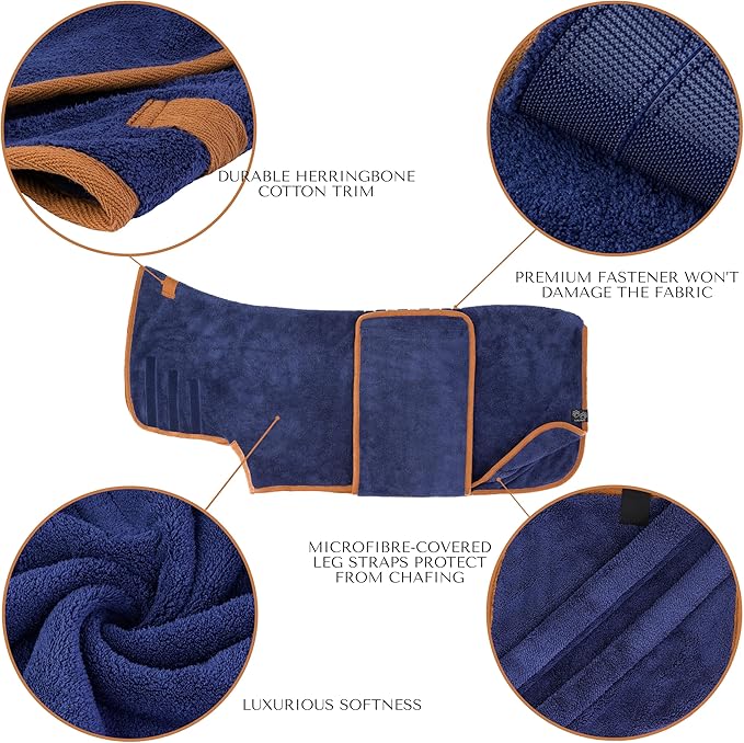 Lucky Pooch® Dog Robe - Luxurious Dog Bathrobe - Ultra Absorbent Dries Your Dogs in Minutes! Double-Layer, Super Soft Towel and Bath Robe All in One (L, Gray)