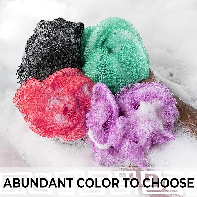 African Net Sponge Authentic - African Exfoliating Net Sponge 3 Pieces - Body Scrubber Exfoliator Wash Cloth - Back Scrubber for Shower - Bath Sponges Shower Loofah Essentials for Women