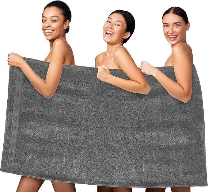 Elegant Comfort Three Line Popcorn Towel Set for Bathroom 35 x 70 inches,Premium Hotel Quality 1-PACK Jumbo Towels, 100% Turkish Cotton, Soft and Durable, Quick Dry and Highly Absorbent, Charcoal Gray