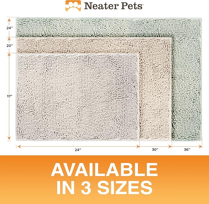Neater Pets Muddy Paws Dog Door Mat 30” x 20” – Super Absorbent & Quick-Dry Chenille Doormat for Trapping Dirt, Water, Mud - Non-Slip & Machine Washable Pet Rugs for Entryway, Indoor Mud Mats, Green