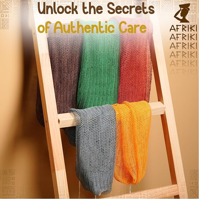 African Net Sponge, Premium Authentic Exfoliating Body Scrubber, Extra Long Stretch Bath Sponge for Shower, Deep Exfoliating Washcloth for Smooth Skin, 1 Pack (Honey Yellow)