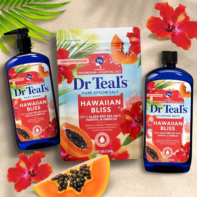 Dr Teal's Epsom Salt Magnesium Soak, Limited Edition Hawaiian Bliss, 3 lbs