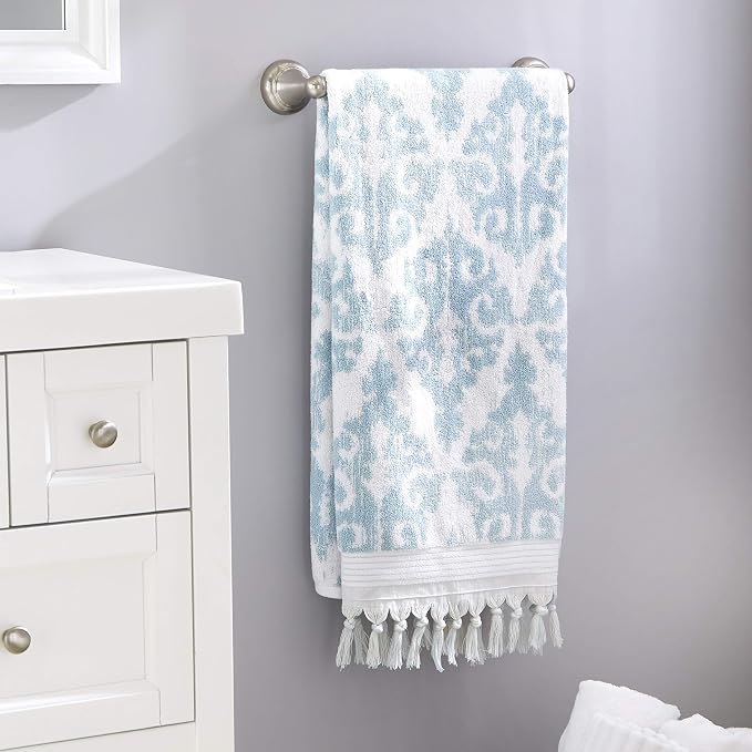 SKL Home Mirage Fringe 100% Turkish Cotton Bath Towel, Aqua, 54.00" x 28.00"