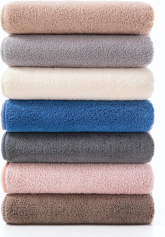 sakano 6-Piece Colorful Microfiber Bath Towel Set - Fast-Drying, Super Absorbent & Non Shedding Towels for Family, Gym, Spa and Salon -White+Light Gray+Dark Gray, 28x56 Inches
