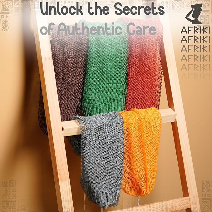 African Net Sponge, Premium Authentic Exfoliating Body Scrubber, Extra Long Stretch Bath Sponge for Shower, Deep Exfoliating Washcloth for Smooth Skin, 1 Pack (Slate)