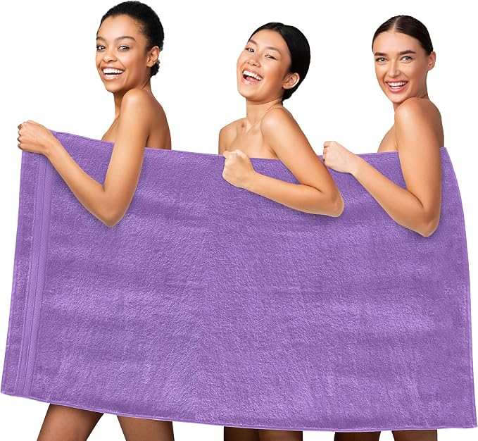 Elegant Comfort Three Line Popcorn Towel Set for Bathroom 35 x 70 inches, Premium Hotel Quality 1-Pack Jumbo Towels, 100% Turkish Cotton, Soft and Durable, Quick Dry and Highly Absorbent, Lavender