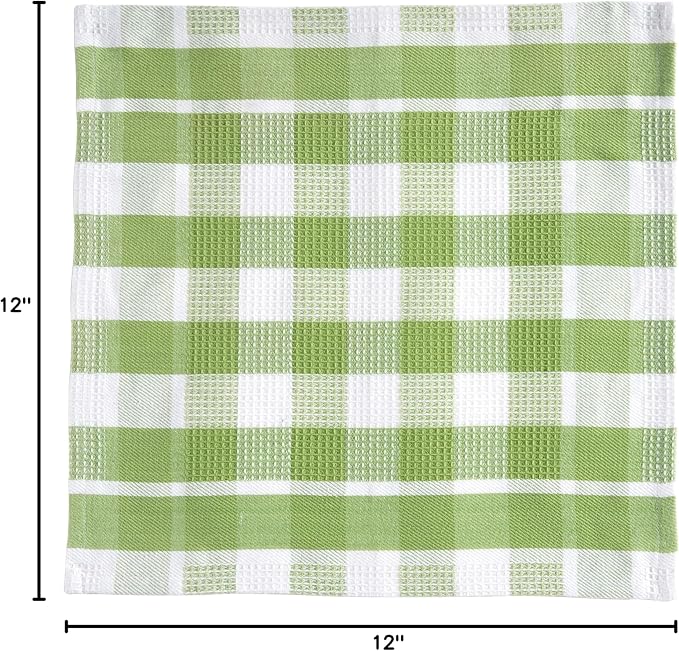 LANE LINEN 100% Cotton Kitchen Dish Cloths, Ultra Soft Absorbent Quick Drying Dish Towels, Multiweave Wash Cloths Dish Towel Sets, 12x12 Inches, 12 Pack - Sage Green