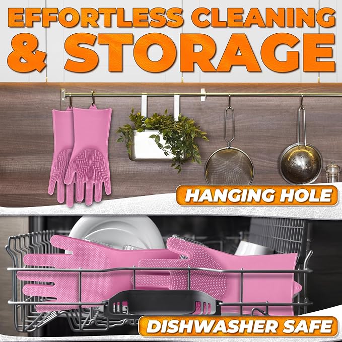 Cat and Dog Shampoo Gloves with 3000 Soft Bristles – 2-in-1 Dog Bath Gloves 11.6", Durable Silicone, Saves Shampoo | Massage, Grooming & Clean Wet or Dry – Made for Every Breed and Coat Style (Pink)