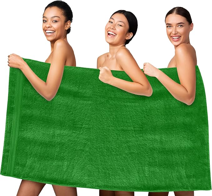 Elegant Comfort Three Line Popcorn Towel Set for Bathroom 35 x 70 inches, Premium Hotel Quality 1-PACK Jumbo Towels, 100% Turkish Cotton,Soft and Durable, Quick Dry and Highly Absorbent, Emerald Green