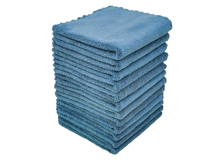 Kyapoo Baby Washcloths 12 Pack 12x12 Inches Microfiber Coral Fleece Extra Absorbent and Soft for Newborns, Infants and Toddlers-Navy Blue