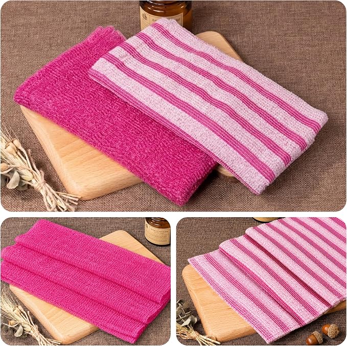 Yiclick Exfoliating Washcloth Towel, Back Scrubber for Shower for Women, Exfoliating Body Scrubber, Loofah Sponge Wash Cloth, Korean Japanese Exfoliating Shower Towel, Exfoliator Washer for Bath