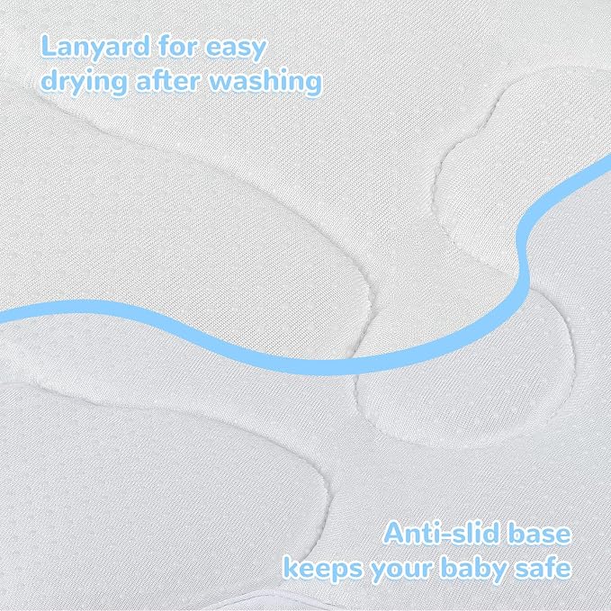 Original Bear Baby Bath Pad - Machine Washable Bear Seat Cushion for Infants 0-6 Months+, Anti-Slip Tub & Sink Pad, BPA-Free Blue Bath Essential