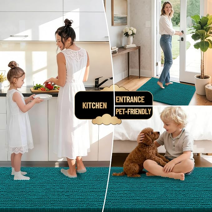 OLANLY Thick Bathroom Runner Rugs 44x24, Extra Soft Absorbent Chenille Bath Rugs, Rubber Backing, Machine Wash Dry, Long Bath Mats for Bathroom Floor, Tub and Shower, Home Decor Accessories, Deep Lake