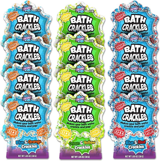 Tub Works® Bath Crackles Bath Toy, Variety 12 Pack | Nontoxic & Fragrance-Free | Makes Bath Water Crackle & Pop for a Unique Kids Bath | Swirl Water for Fizzy Fun | Sensory Kids & Toddler Bath Toys