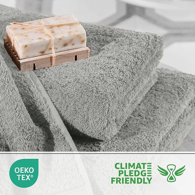 Martex Easy Living Everyday 6-Piece Bathroom Towel Set, Grey | 2 Bath Towels, 2 Hand Towels, 2 Wash Cloths, 100% Cotton, Soft, Quick-Dry