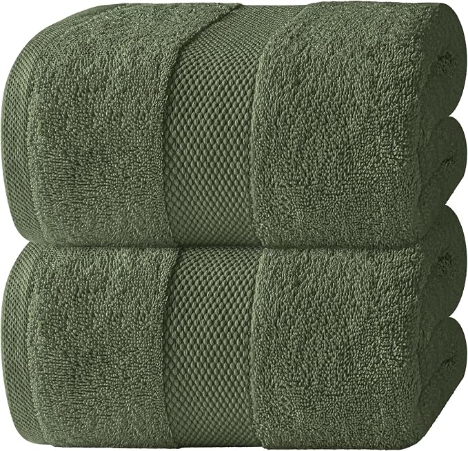 Luxury Soft Bath Sheet Towels - 650 GSM Cotton Luxury Bath Towels Extra Large 35x70 | Highly Absorbent and Quick Dry | Hotel Quality Extra Large Bath Towels Oversized, Forest Green, 2 Pack