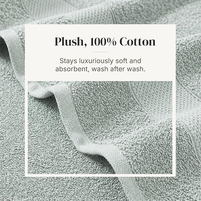 Modern Threads 6 Piece Cotton Bath Towel Set – Ultra Soft 600 GSM Towels – Bathroom Set with Hand Towels and Washcloths – Waffle (Sage Mist)