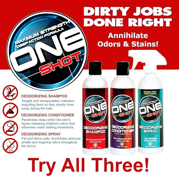 Best Shot One Shot Deodorizing Shampoo, Coat and Skincare Product for Dogs, Cats, and Horses, Eliminates Foul Odors, De-Skunk, Ready-to-Use, 16 Oz.