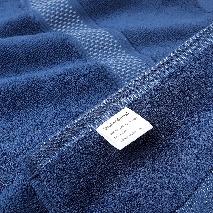 Fluffy Cotton Bath Towels Set800G,2-Piece Set, Thickened and Enlarged(31.5x63 inches),Super Absorbent,Soft,Suitable for Hotel, Bathroom, Swimming Pool, SPA,Gift(Dark Blue)