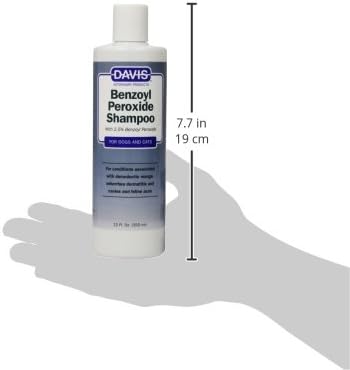 Davis Benzoyl Peroxide Medicated Dog & Cat Shampoo, 12 oz. – Dermatitis and Demodectic Mange, White (DM150 12)
