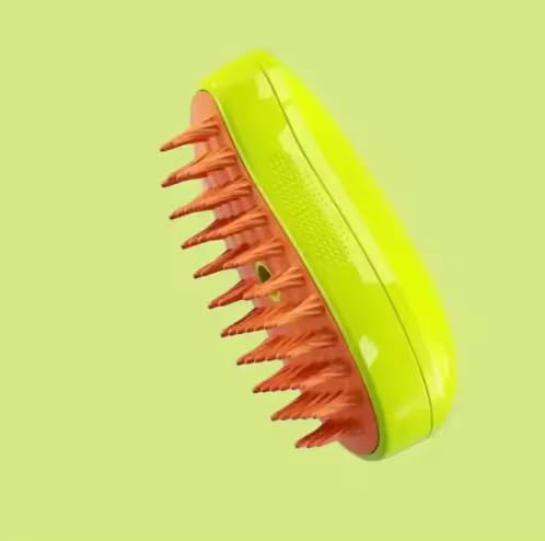 3-in-1 Steam Pet Brush for Cats & Dogs – Self-Cleaning Spray Comb for Grooming, Shedding & Massaging – Quiet Rechargeable Electric Steamer Hair Remover with Mist – Indoor Spa Tool (Green)