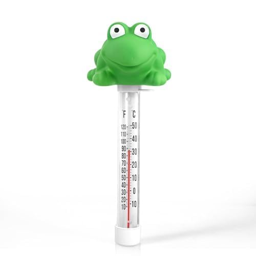 Floating Pool Thermometer, Large Display with String Easy to Read, Shatter Resistant, Water Temperature Thermometer for Outdoor & Indoor Swimming Pools, Spas, Hot Tubs,Ice Bath & Aquariums (Frog)