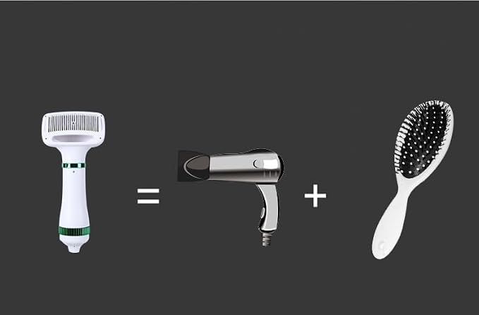 Pet Hair Dryer, 2-in-1 Dog Dryer, 300W Quiet Grooming Hair Dryer, Includes Comb Brush, Adjustable Temperature, Suitable for Small Dogs and Cats